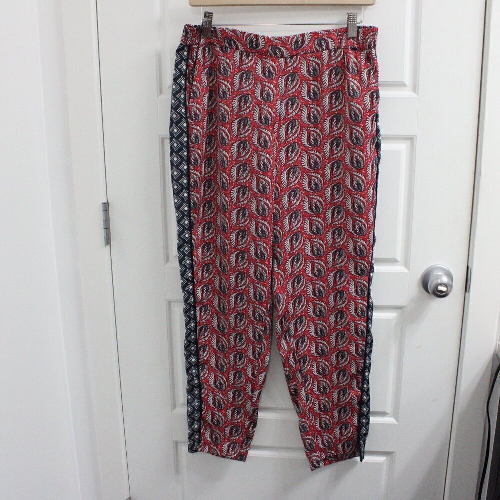 Anthropologie x Ett Twa Cardiff Print Pant Paisley Red Blue‎ Womens Size Small